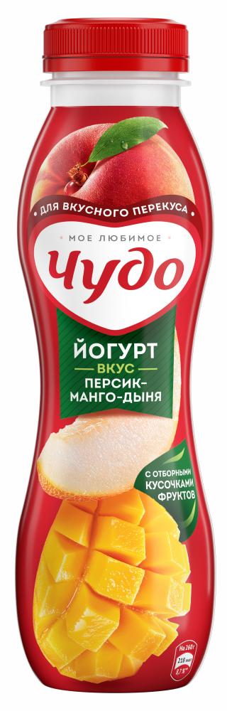 БЗМЖ ЙОГУРТ ЧУДО ПИТЬЕВОЙ ДЫНЯ/МАНГО/ПЕРСИК 1,9% 260ГР