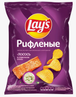 ЧИПСЫ ЛЭЙС 140ГР РИФЛЕНЫЕ ЛОСОСЬ В СЛИВ СОУСЕ