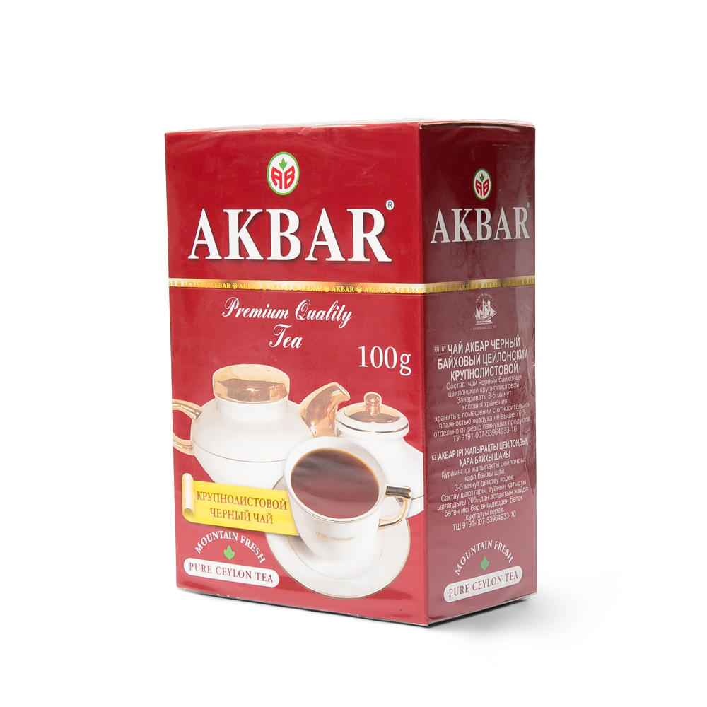 ЧАЙ АКБАР КРАСНО-БЕЛЫЙ КРУПНЫЙ ЛИСТ 100ГР
