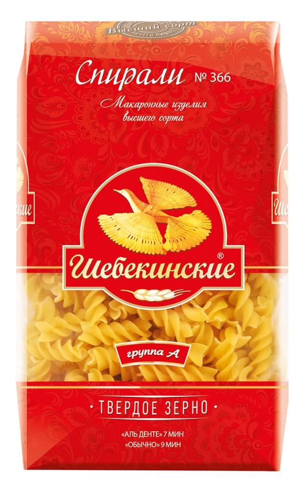 МАКАРОНЫ ШЕБЕКИНСКИЕ №366 СПИРАЛИ 450ГР